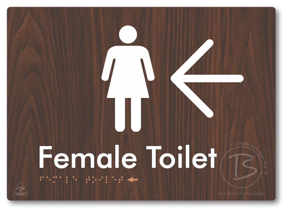 Female Toilet with Large directional Arrow