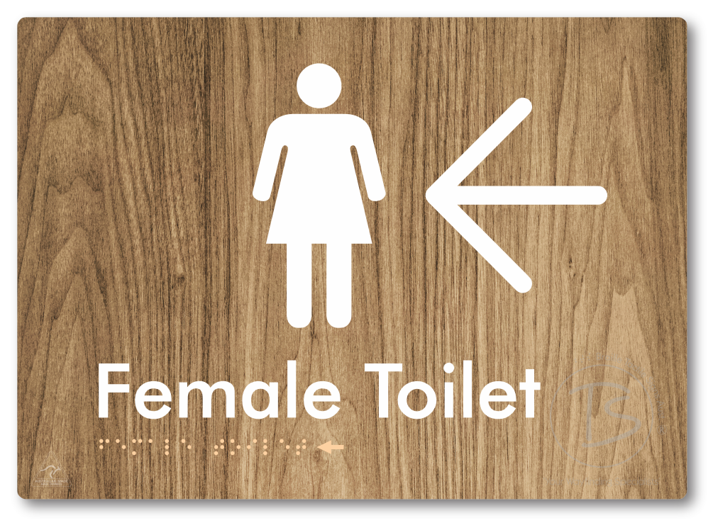 Female Toilet with Large directional Arrow