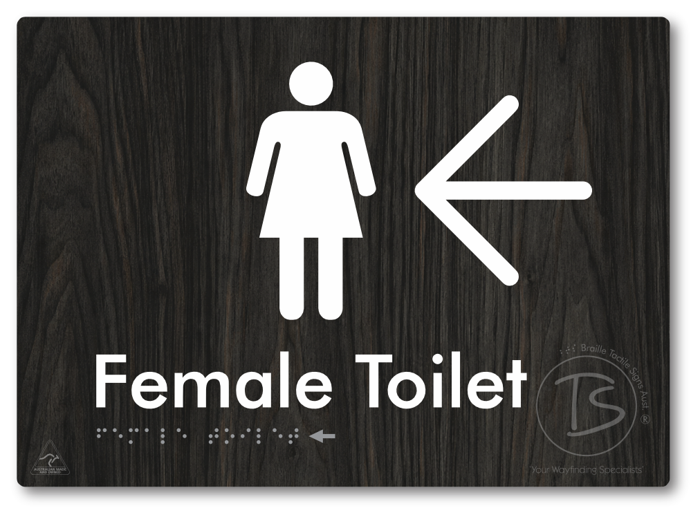 Female Toilet with Large directional Arrow
