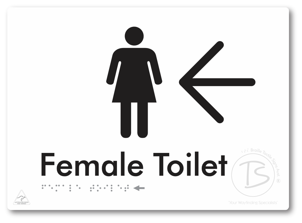 Female Toilet with Large directional Arrow