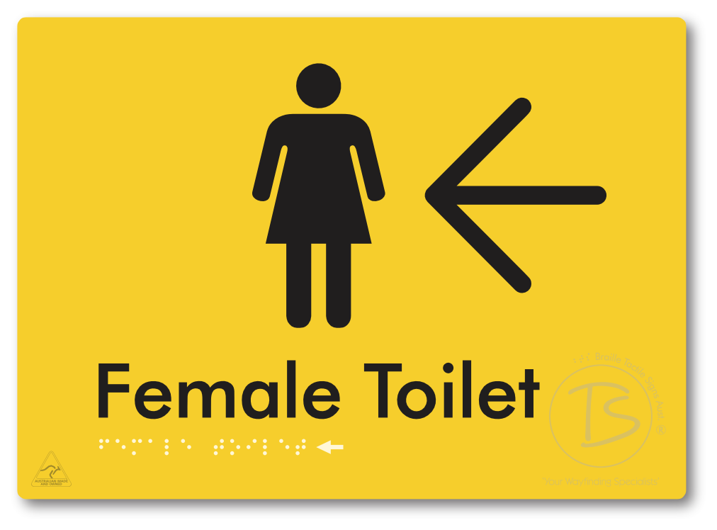 Female Toilet with Large directional Arrow