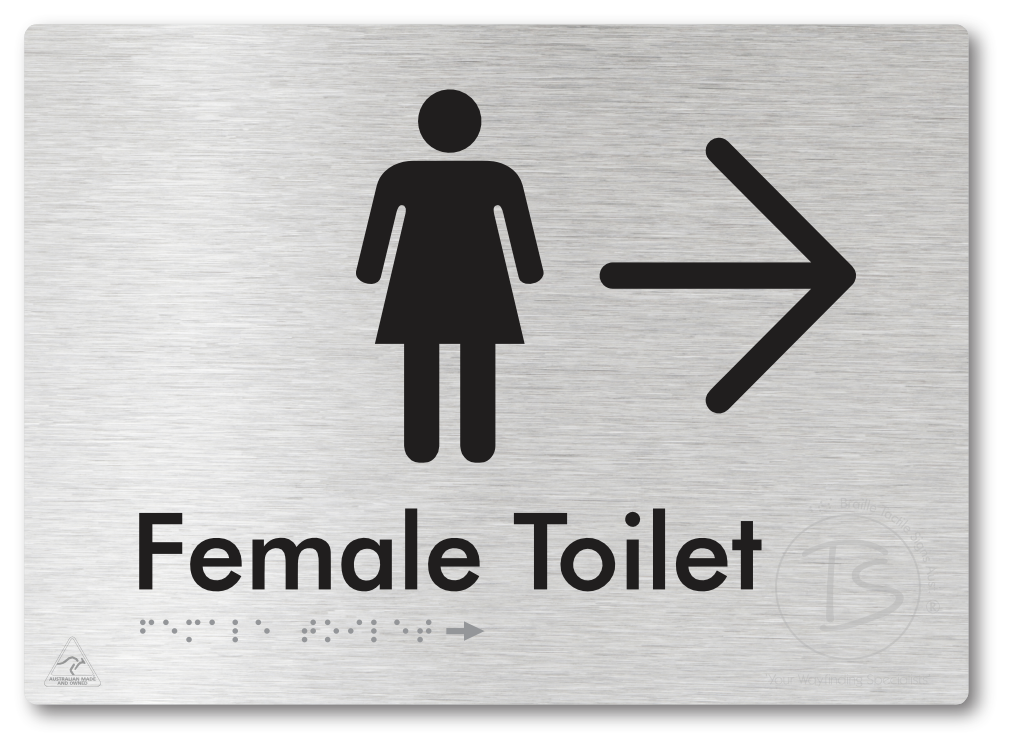 Female Toilet with Large directional Arrow