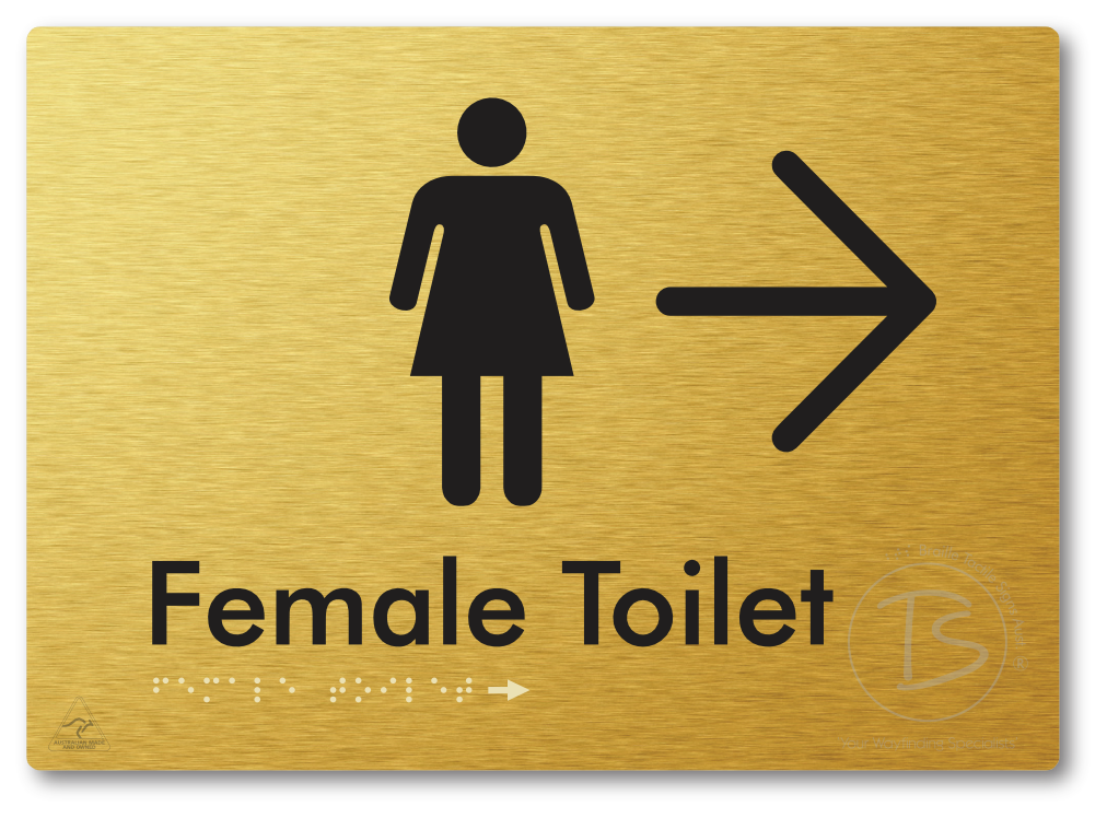Female Toilet with Large directional Arrow