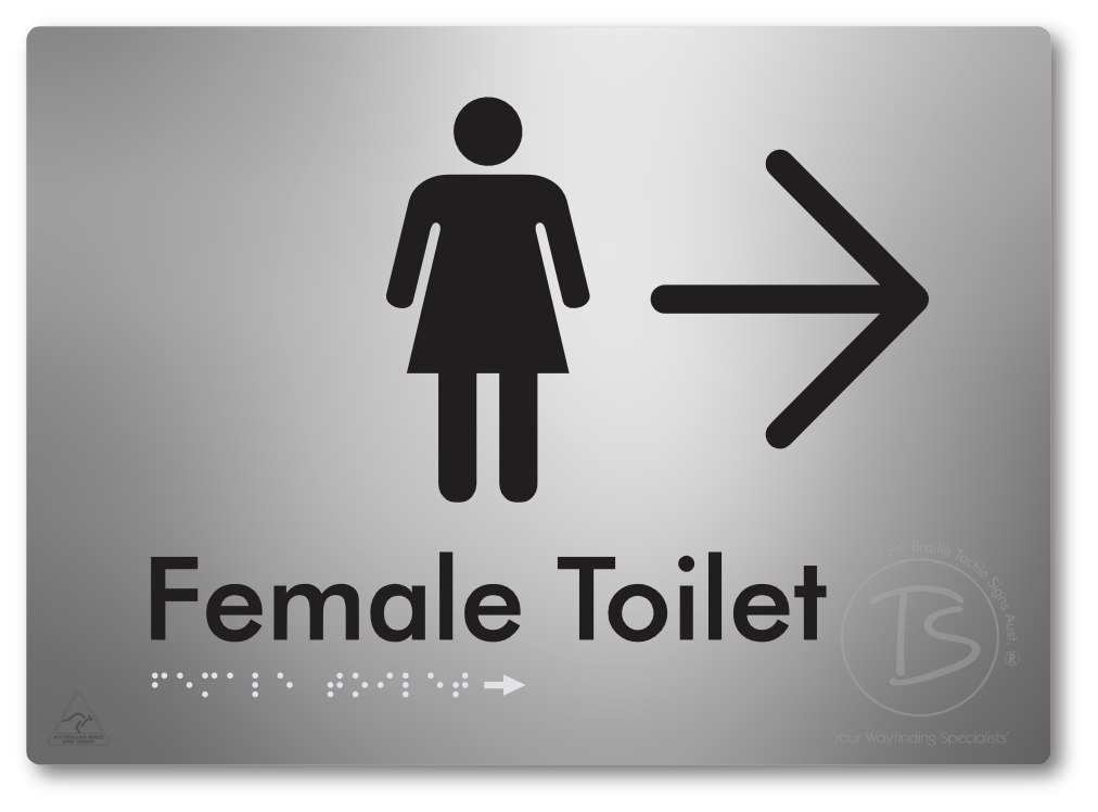 Female Toilet with Large directional Arrow