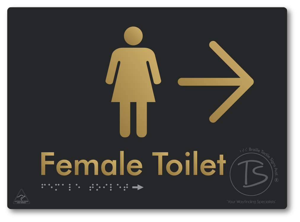 Female Toilet with Large directional Arrow