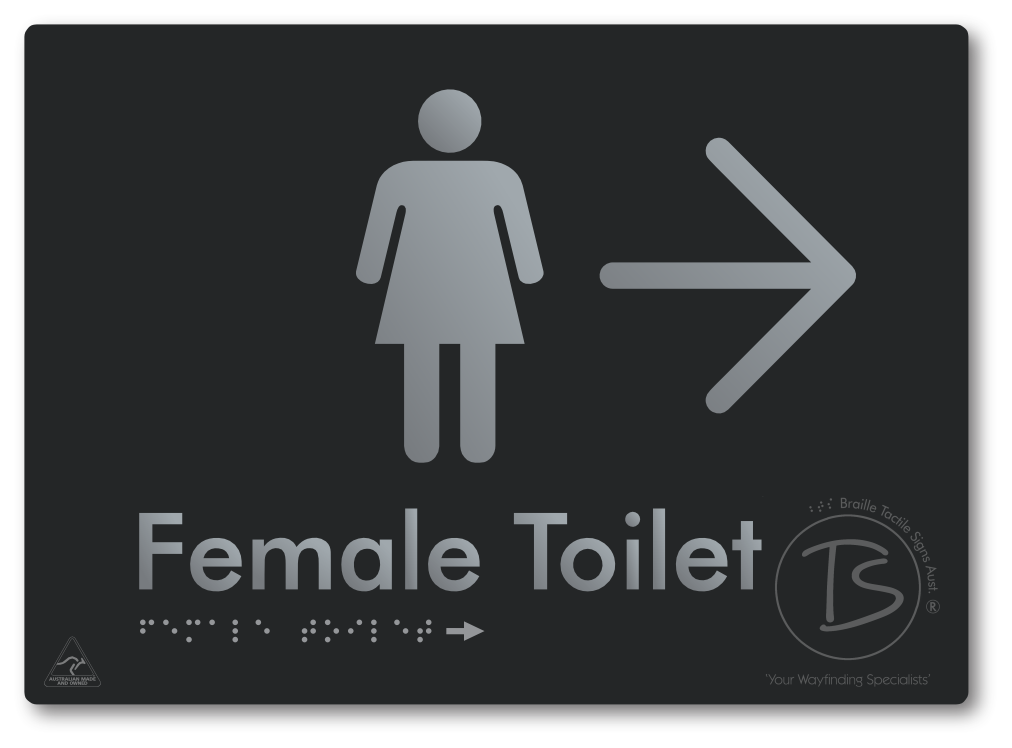 Female Toilet with Large directional Arrow