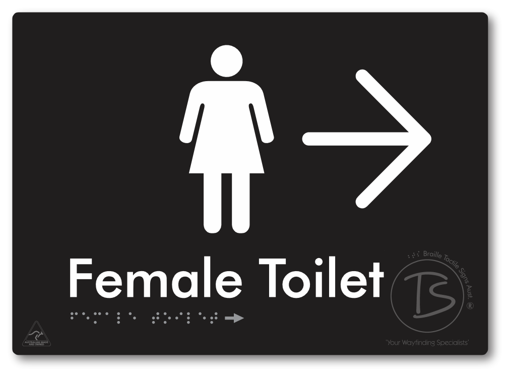 Female Toilet with Large directional Arrow