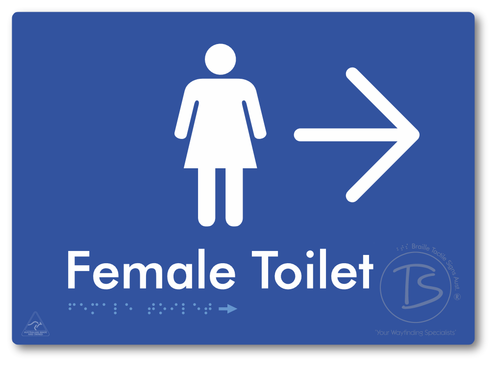 Female Toilet with Large directional Arrow