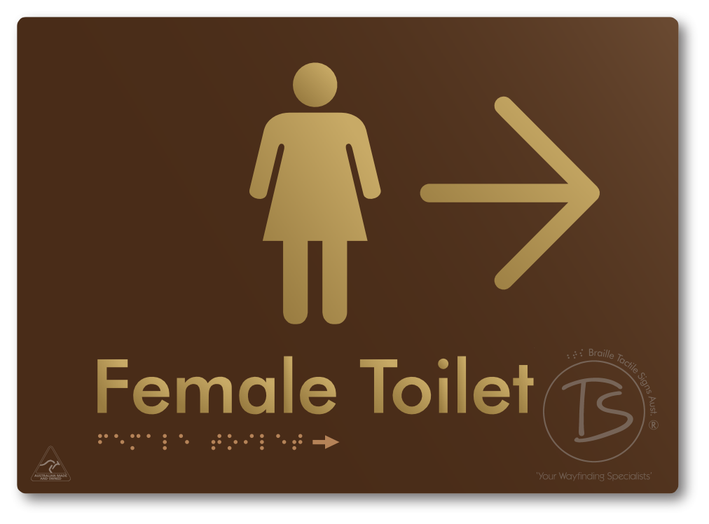 Female Toilet with Large directional Arrow