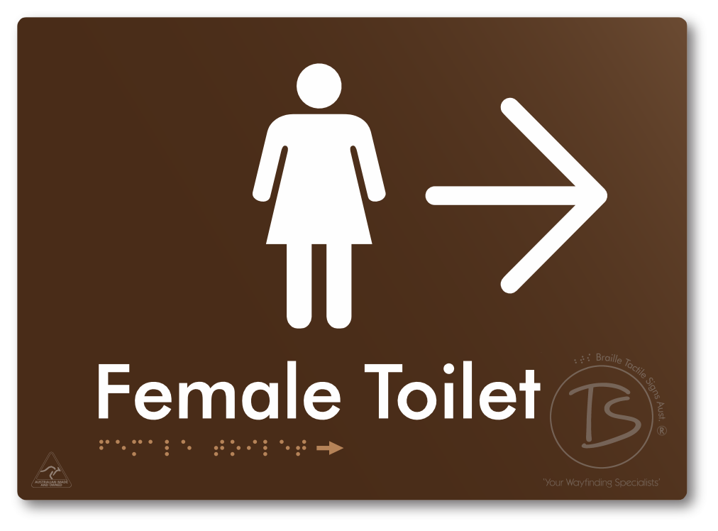 Female Toilet with Large directional Arrow