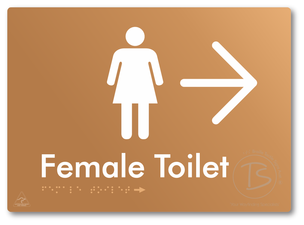 Female Toilet with Large directional Arrow