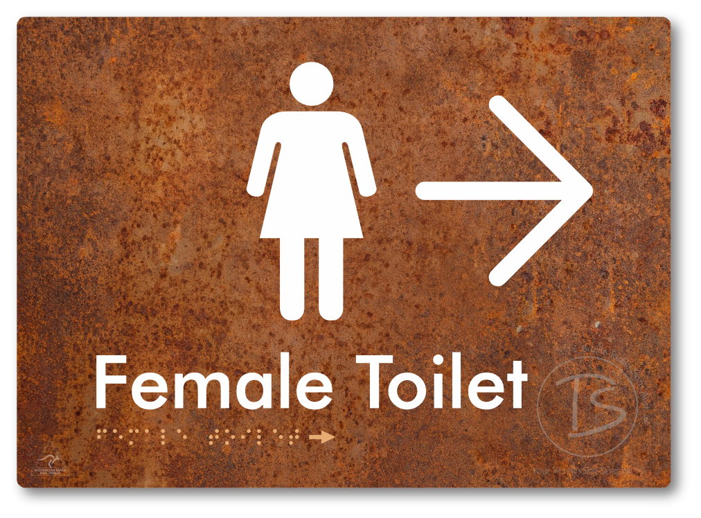 Female Toilet with Large directional Arrow