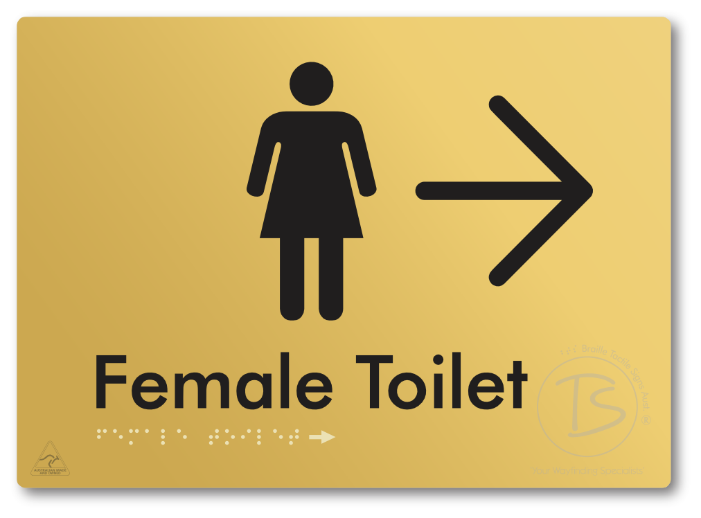 Female Toilet with Large directional Arrow