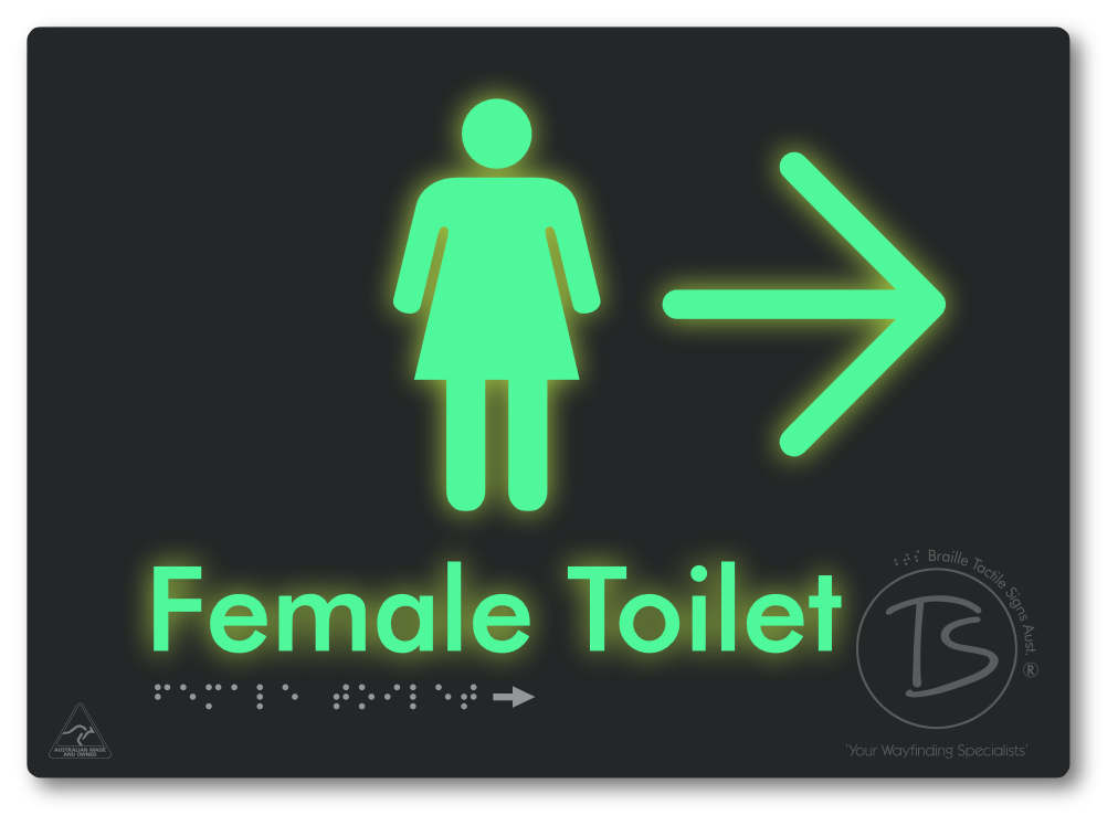 Female Toilet with Large directional Arrow