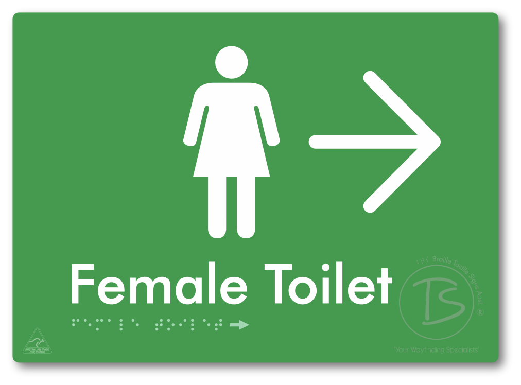 Female Toilet with Large directional Arrow