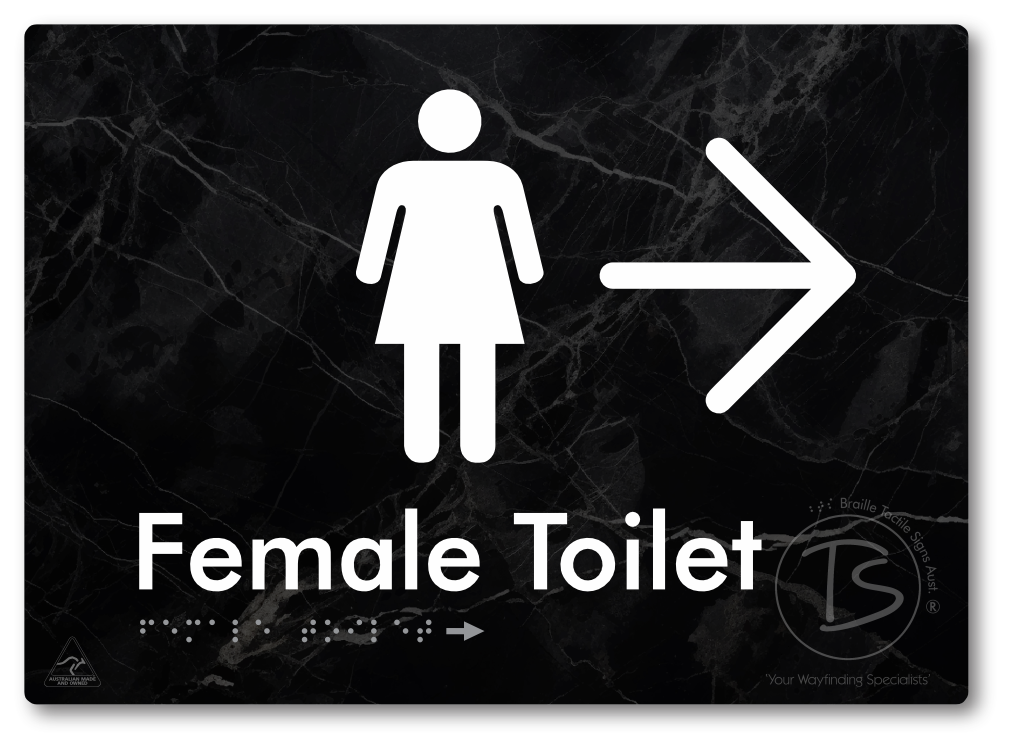 Female Toilet with Large directional Arrow