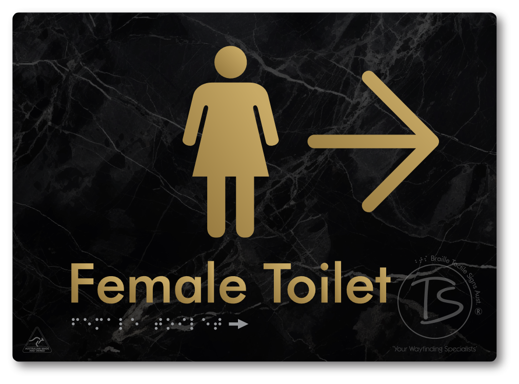 Female Toilet with Large directional Arrow