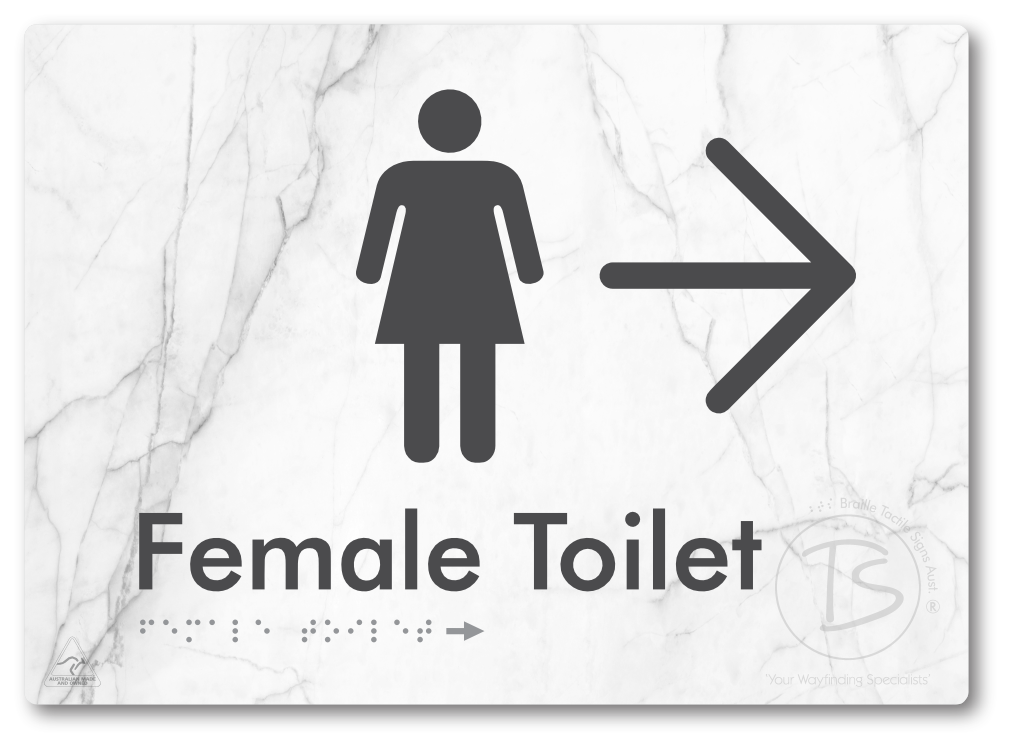 Female Toilet with Large directional Arrow