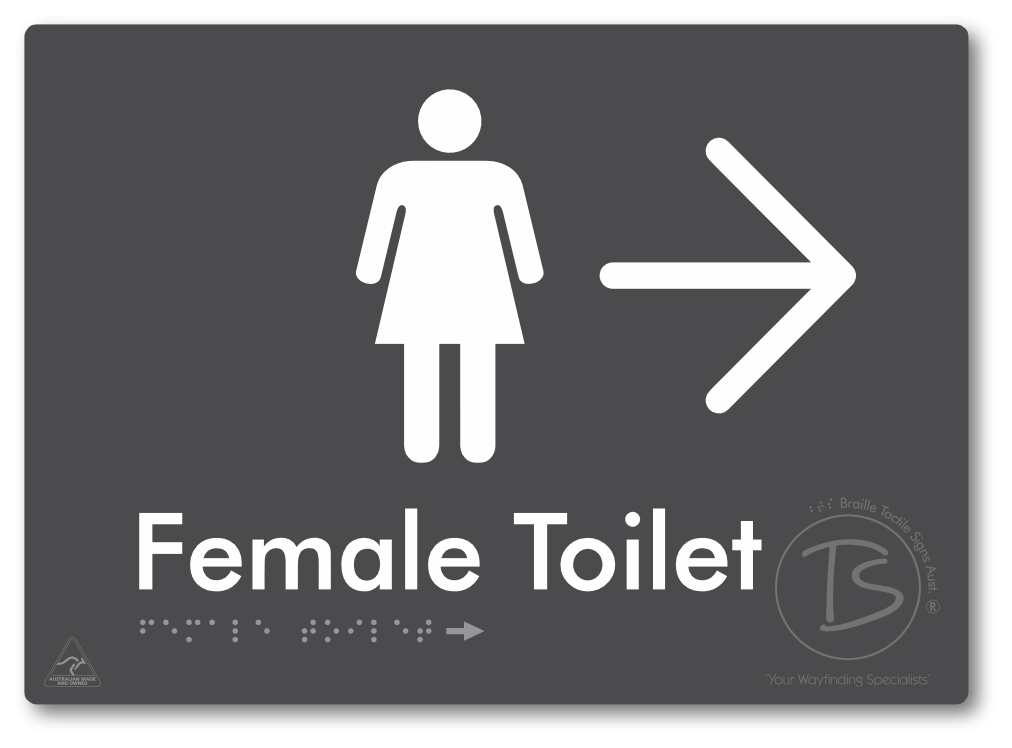 Female Toilet with Large directional Arrow