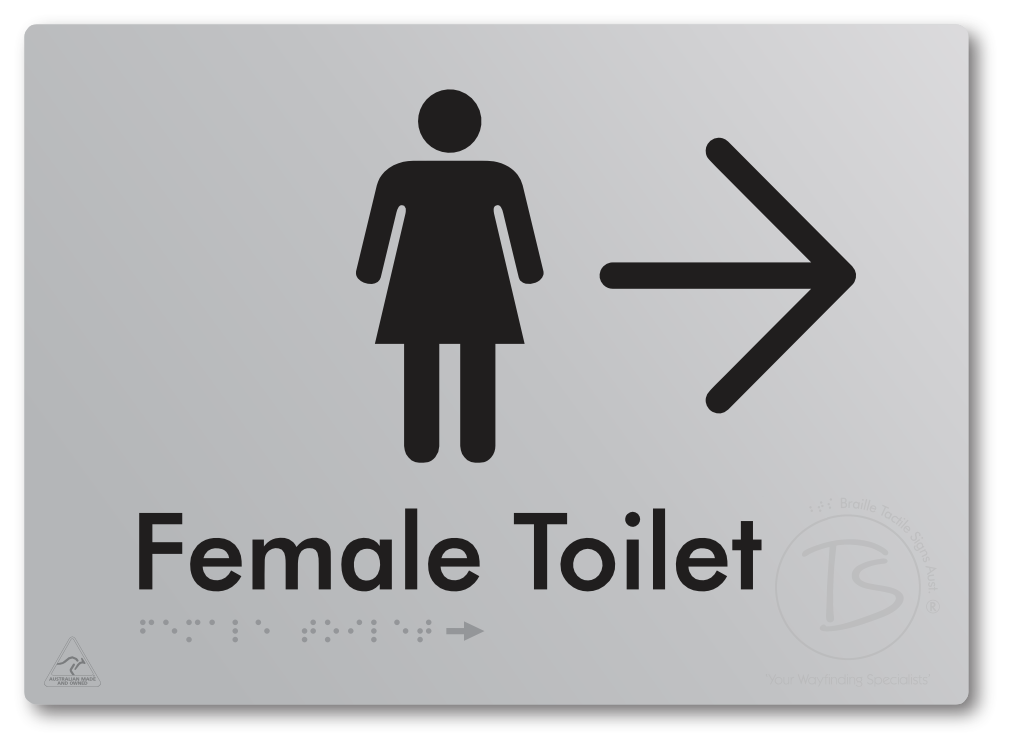 Female Toilet with Large directional Arrow