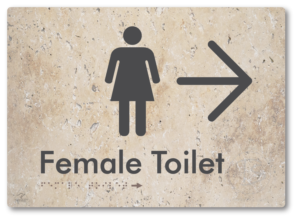 Female Toilet with Large directional Arrow