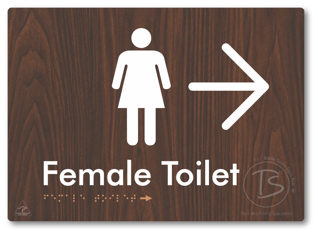 Female Toilet with Large directional Arrow