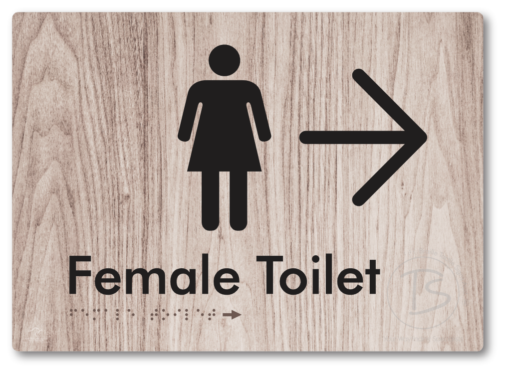 Female Toilet with Large directional Arrow