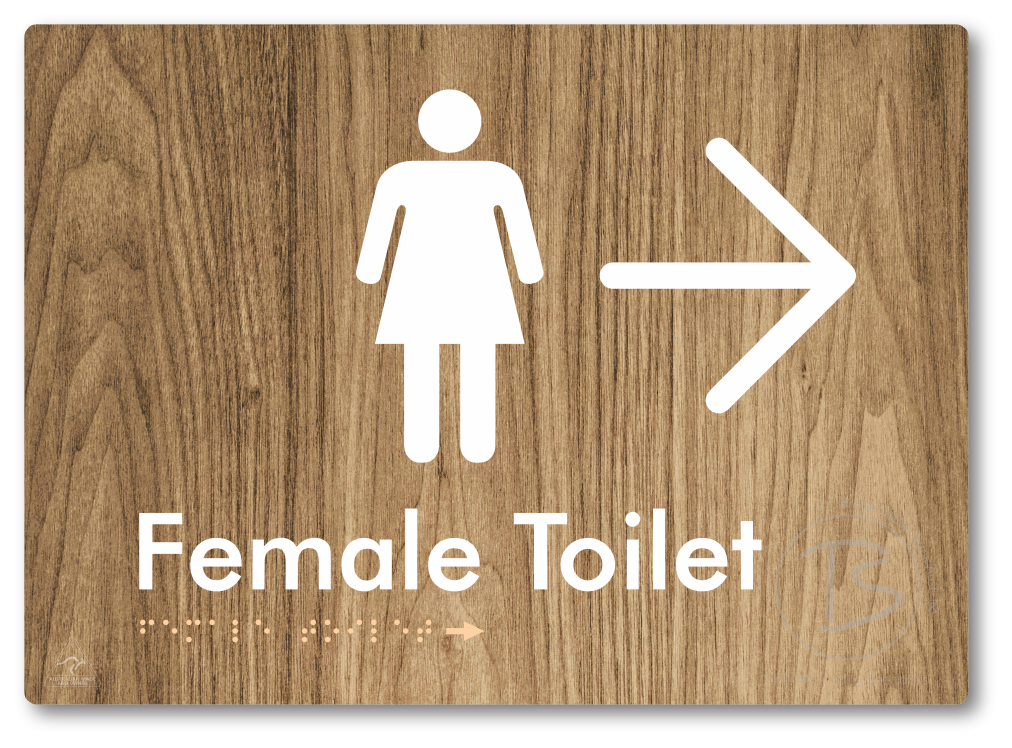 Female Toilet with Large directional Arrow
