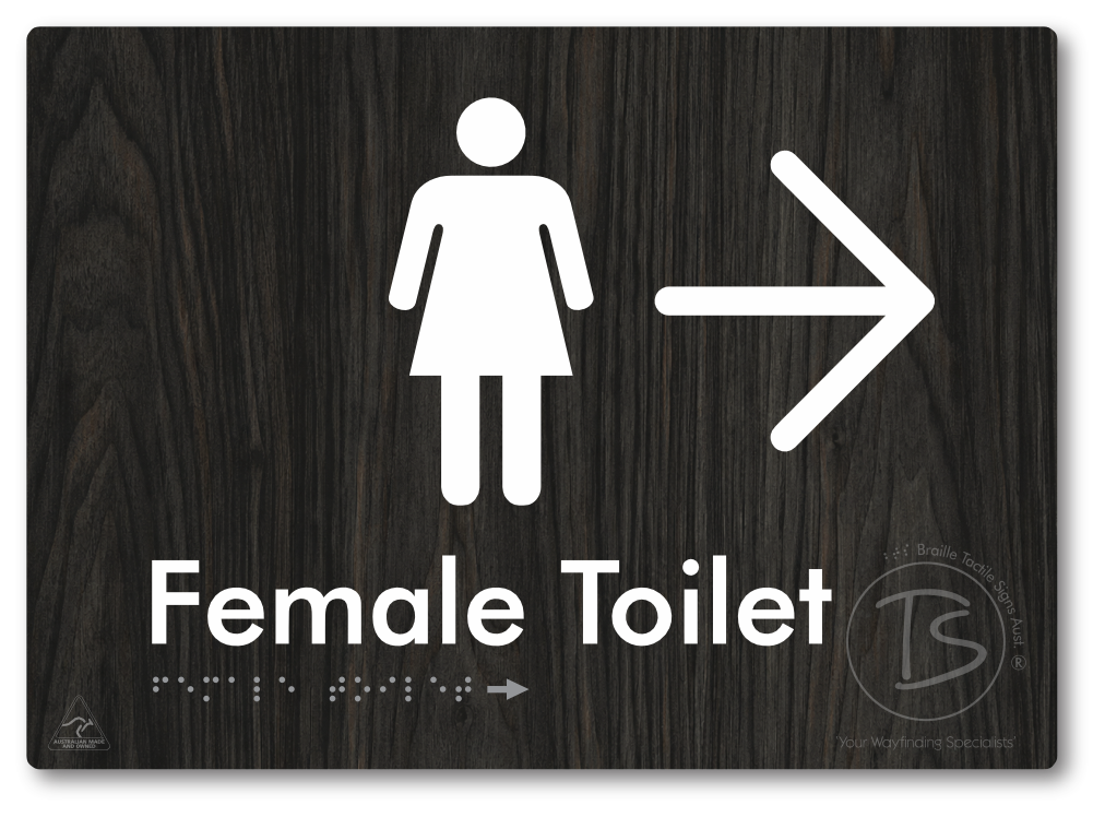 Female Toilet with Large directional Arrow
