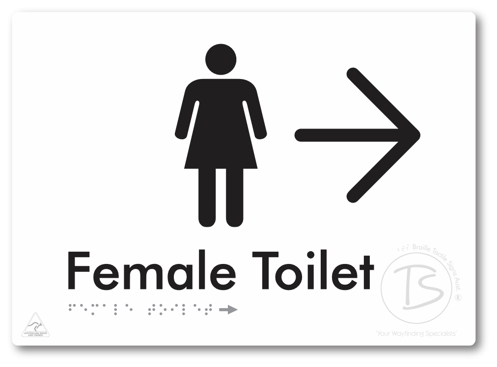 Female Toilet with Large directional Arrow