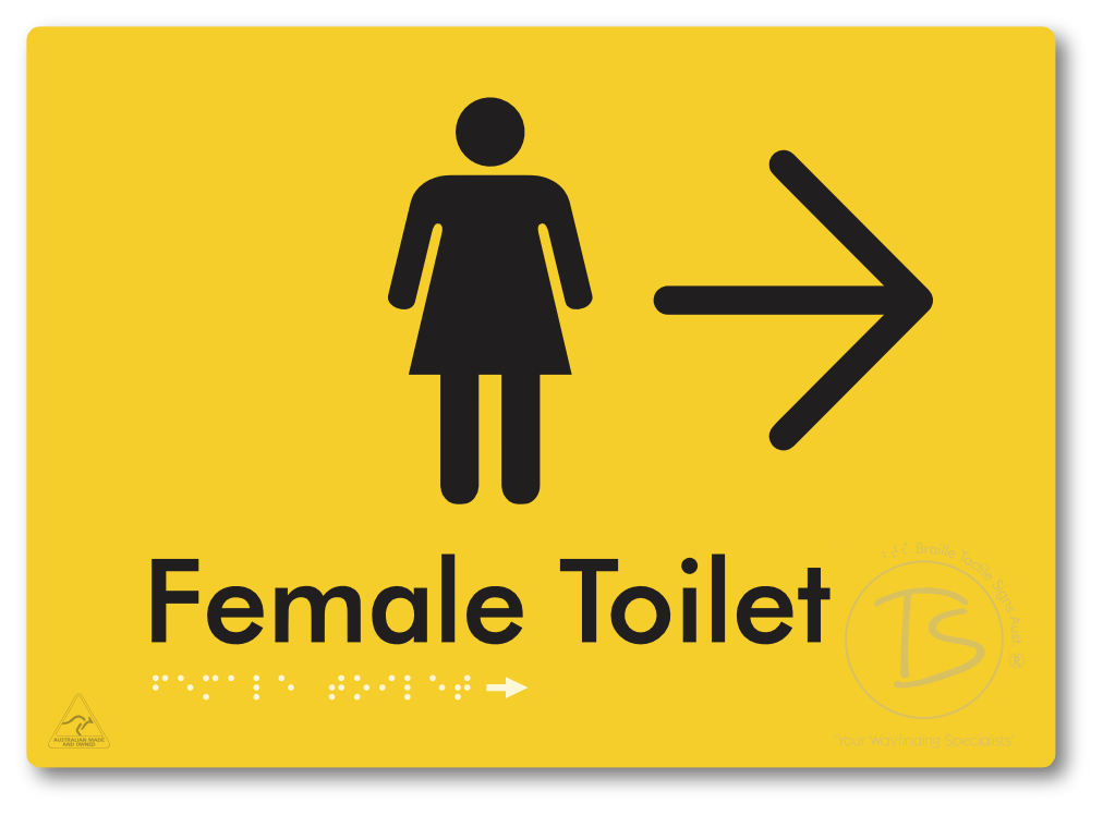 Female Toilet with Large directional Arrow
