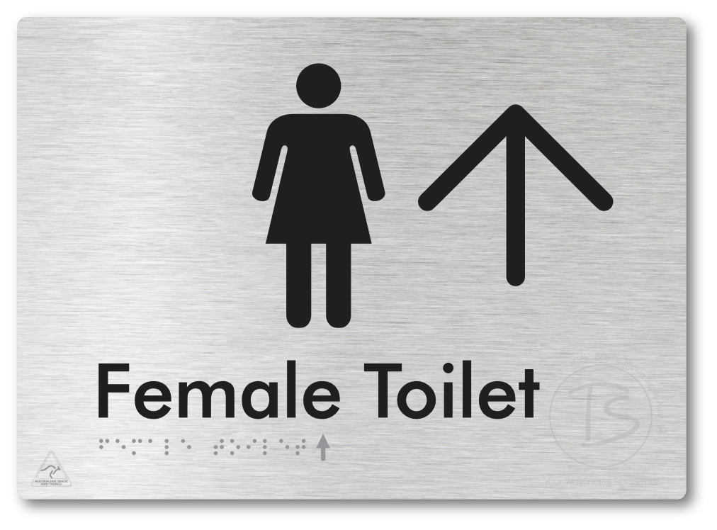 Female Toilet with Large directional Arrow