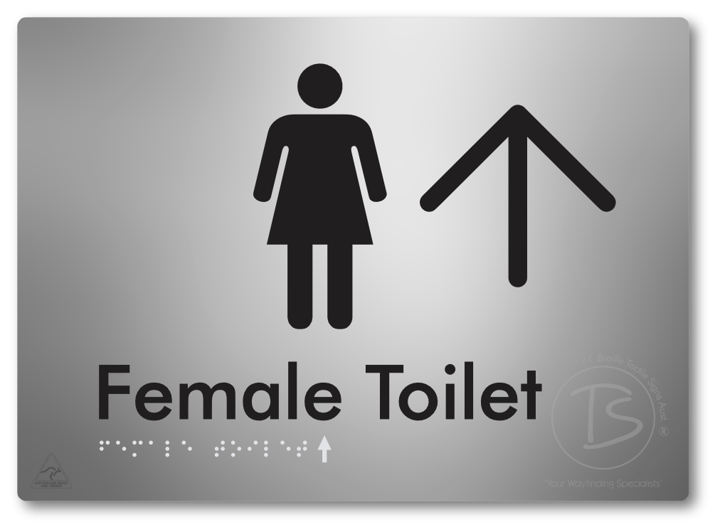 Female Toilet with Large directional Arrow