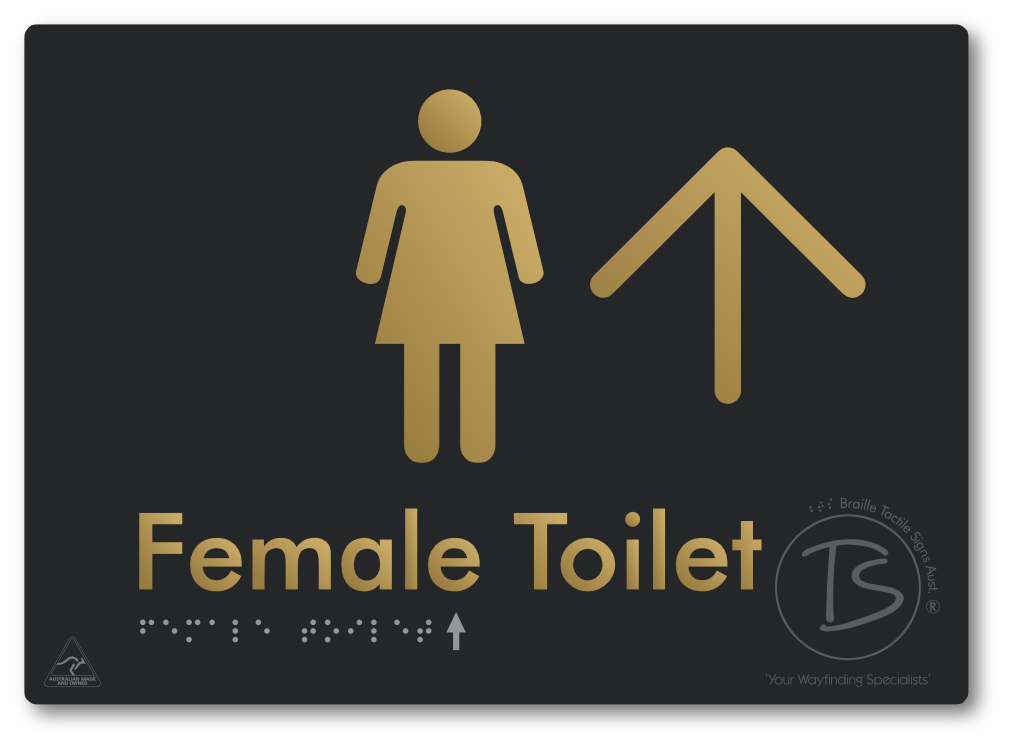 Female Toilet with Large directional Arrow