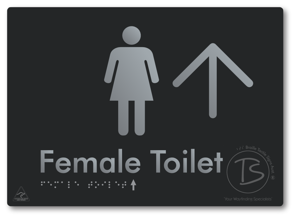 Female Toilet with Large directional Arrow