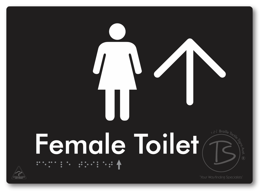 Female Toilet with Large directional Arrow