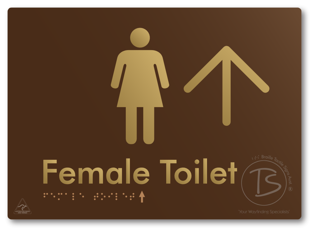 Female Toilet with Large directional Arrow