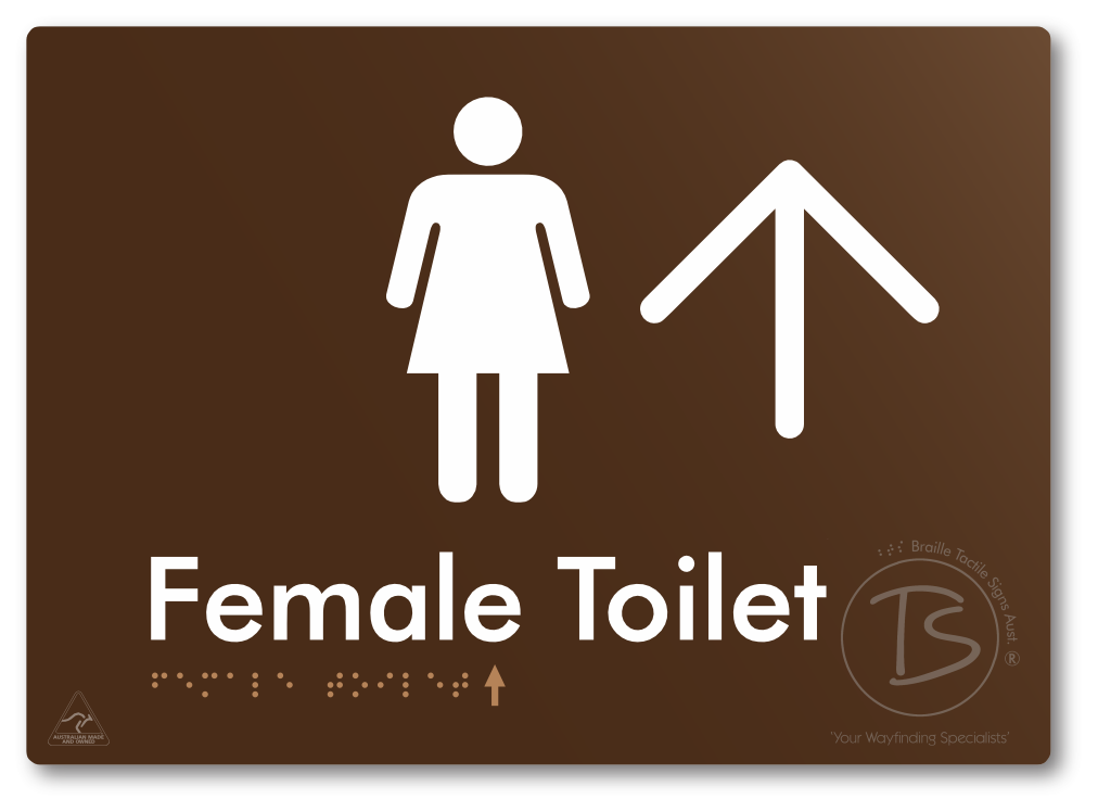 Female Toilet with Large directional Arrow