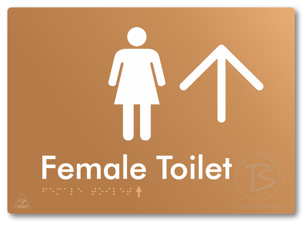 Female Toilet with Large directional Arrow