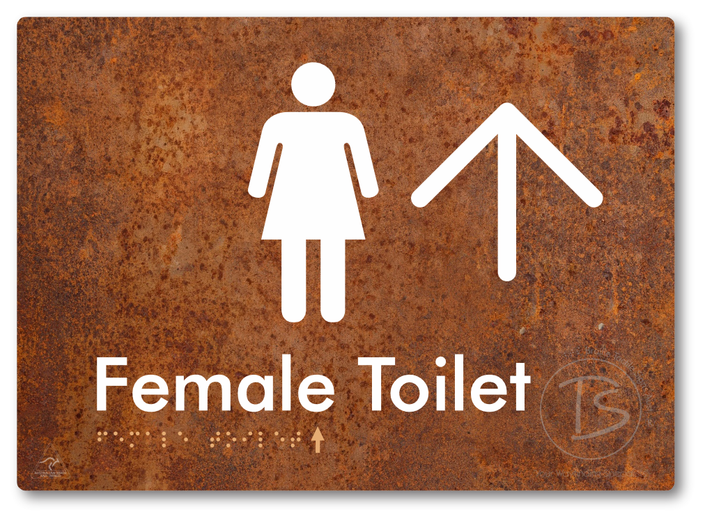Female Toilet with Large directional Arrow