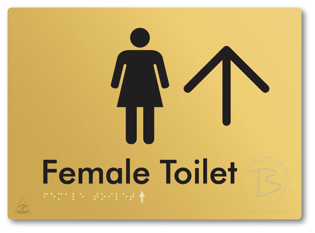 Female Toilet with Large directional Arrow