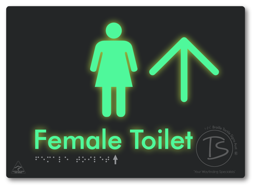 Female Toilet with Large directional Arrow