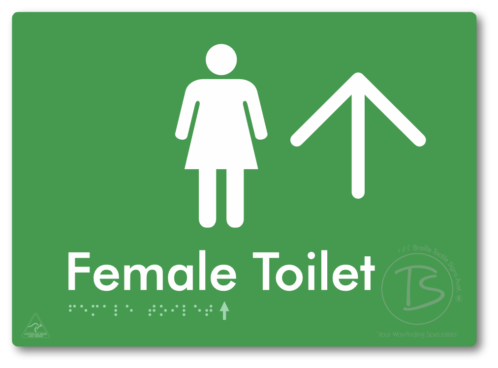 Female Toilet with Large directional Arrow