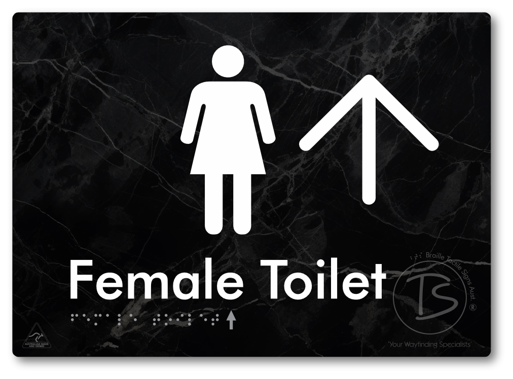 Female Toilet with Large directional Arrow