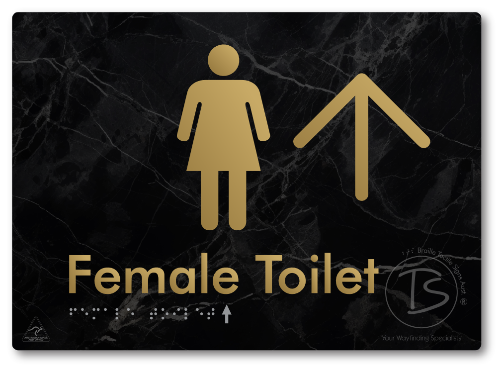Female Toilet with Large directional Arrow