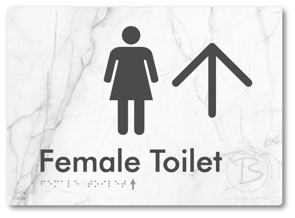 Female Toilet with Large directional Arrow
