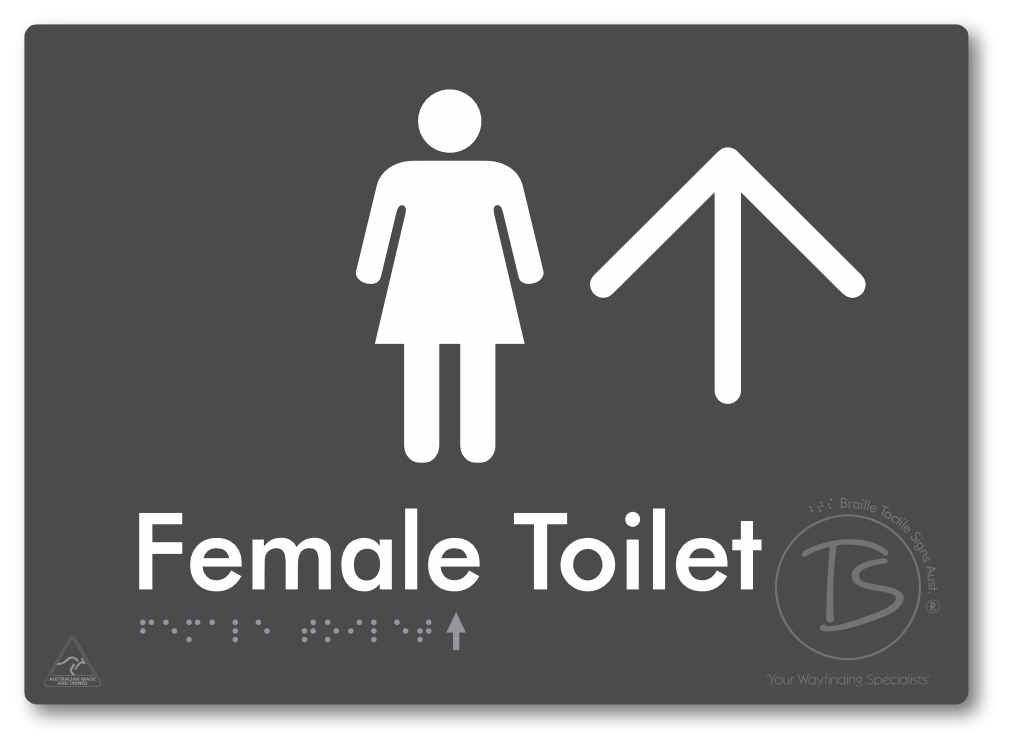 Female Toilet with Large directional Arrow