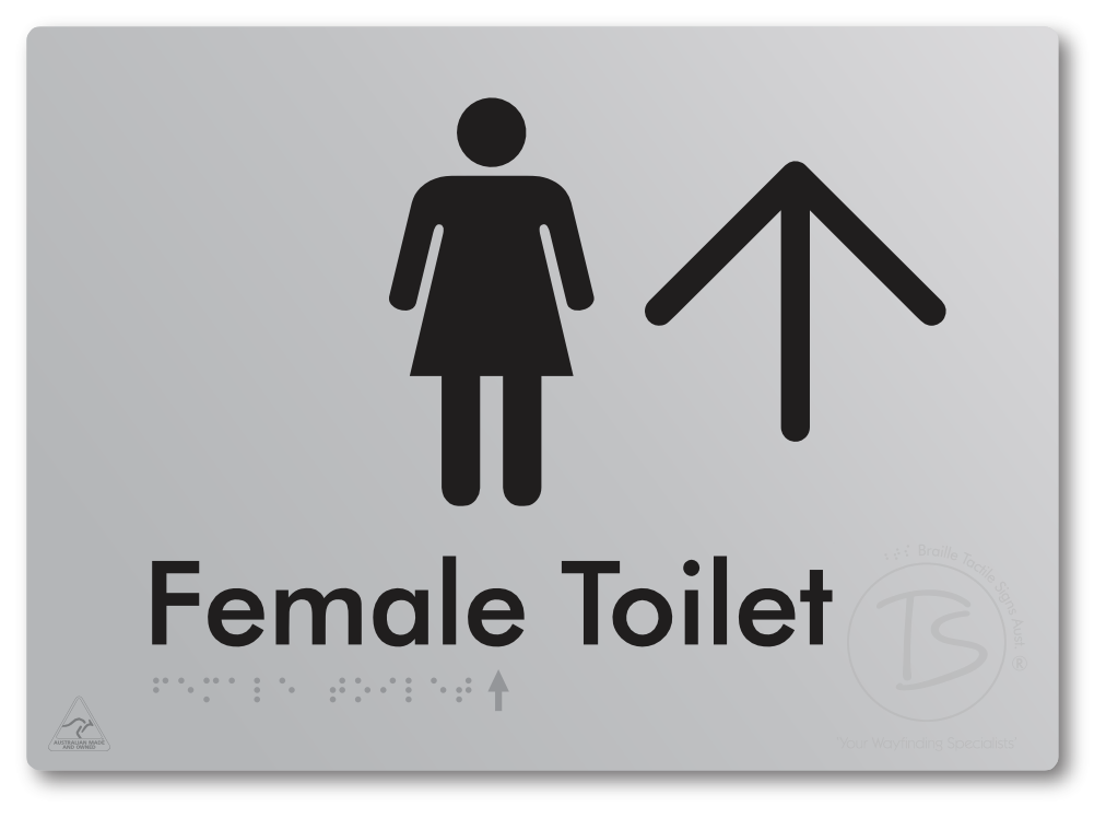 Female Toilet with Large directional Arrow