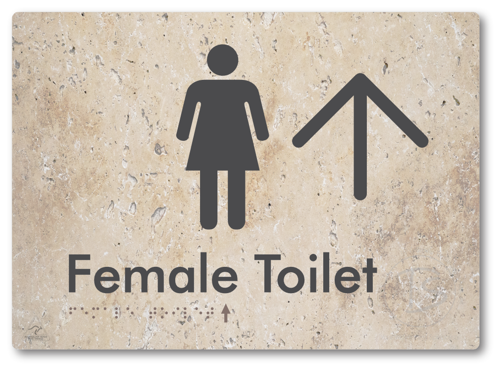 Female Toilet with Large directional Arrow
