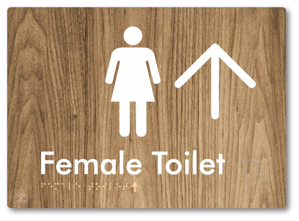 Female Toilet with Large directional Arrow